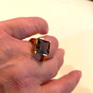 Unusual cut Smokey Quartz and 14k gold ring Vintage